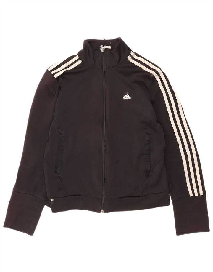 Adidas Womens Climalite Crop Tracksuit Top Jacket UK 12 Médio Preto