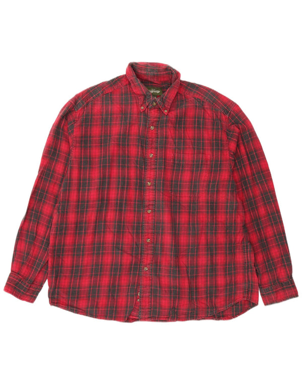Camisa masculina de flanela EDDIE BAUER XL de algodão xadrez vermelho