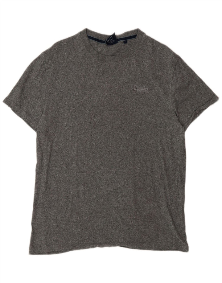 Camiseta masculina Superdry Top grande algodão manchado cinza