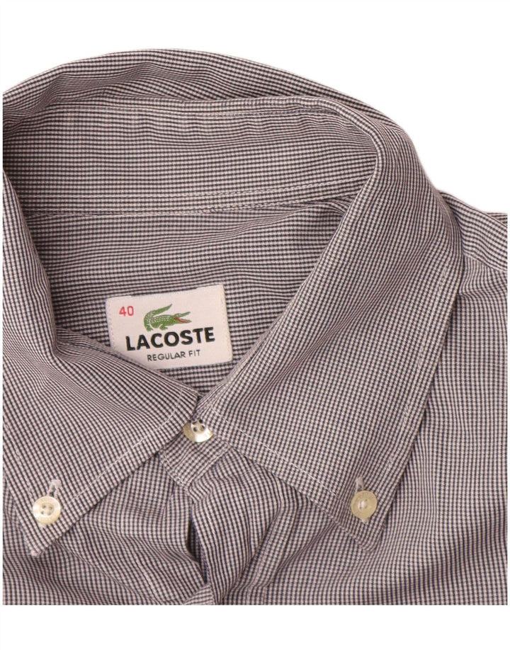 Camisa masculina Lacoste Regular Fit tamanho 40 algodão listrado cinza médio