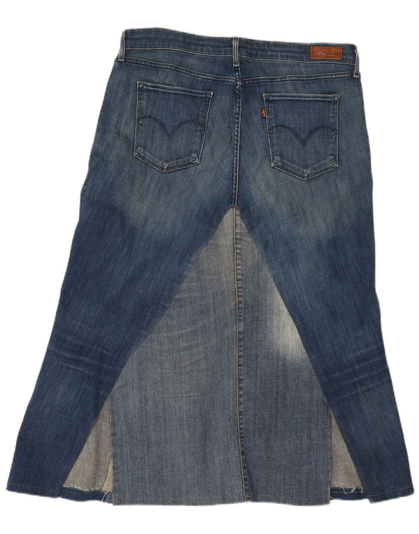 Saia jeans skinny feminina Levi's Demi Curve W32 grande algodão azul