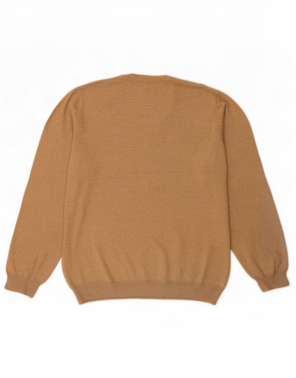 Suéter masculino Marks & Spencer com ajuste regular e decote em V XL de algodão bege