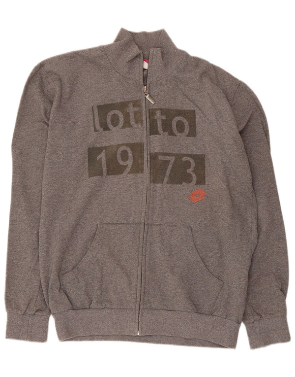 Lotto Womens Graphic Tracksuit Top Jacket Reino Unido 16 Grande Algodão Cinza
