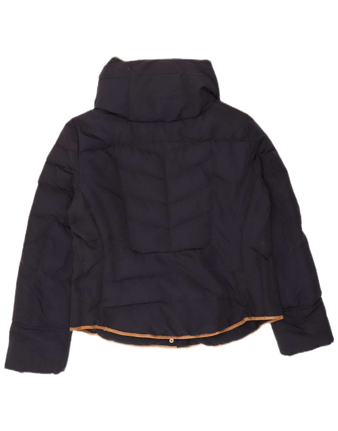Jaqueta acolchoada com capuz feminino Zara UK 18 XL azul marinho poliéster