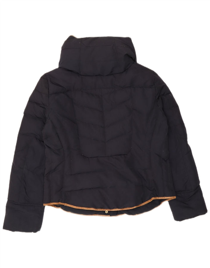 Jaqueta acolchoada com capuz feminino Zara UK 18 XL azul marinho poliéster