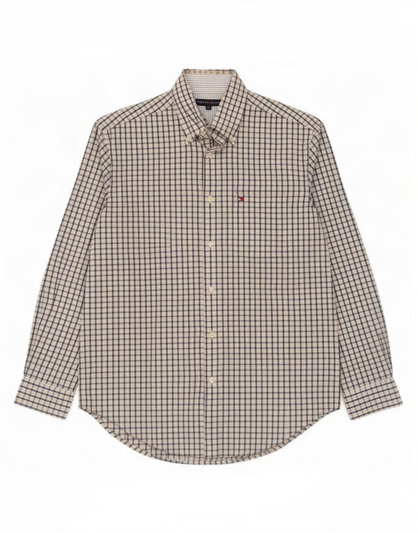 Camisa masculina Tommy Hilfiger médio bege algodão guingão