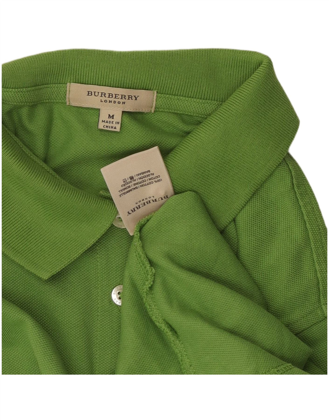 Camisa polo feminina BURBERRY UK 12 algodão verde médio
