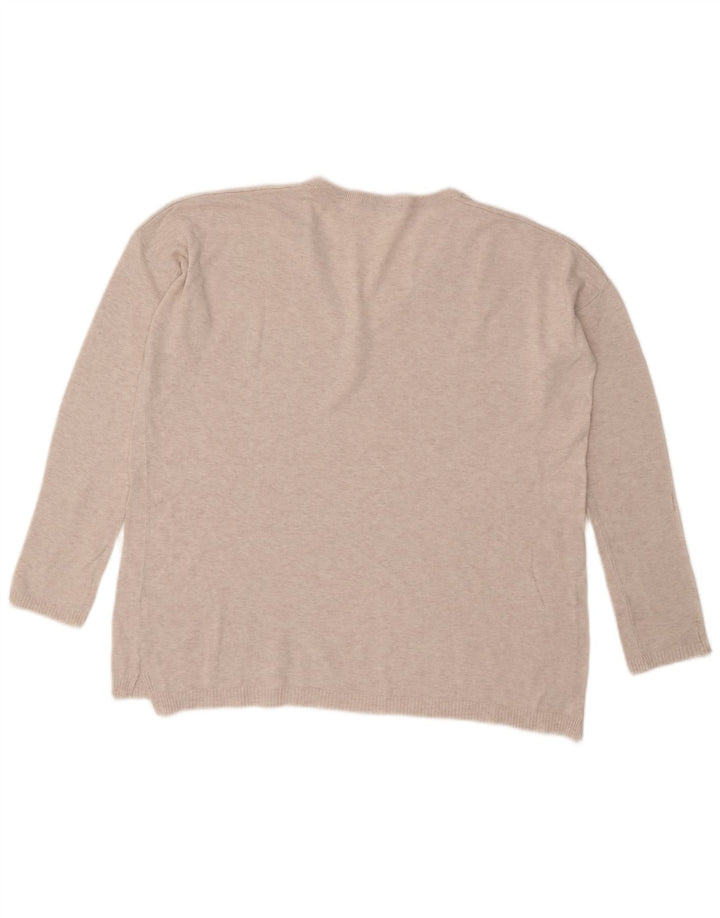 Zara Suéter feminino oversized com decote em V Reino Unido 14 Médio Bege