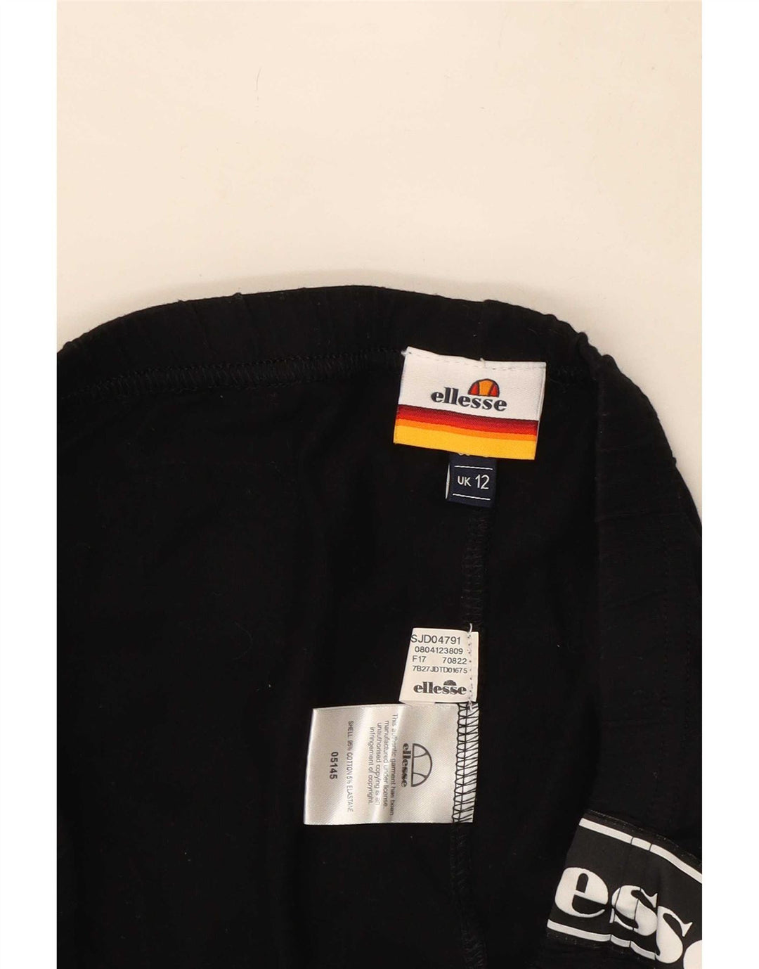 Ellesse Leggings Femininas Gráficas UK 12 Médio Algodão Preto