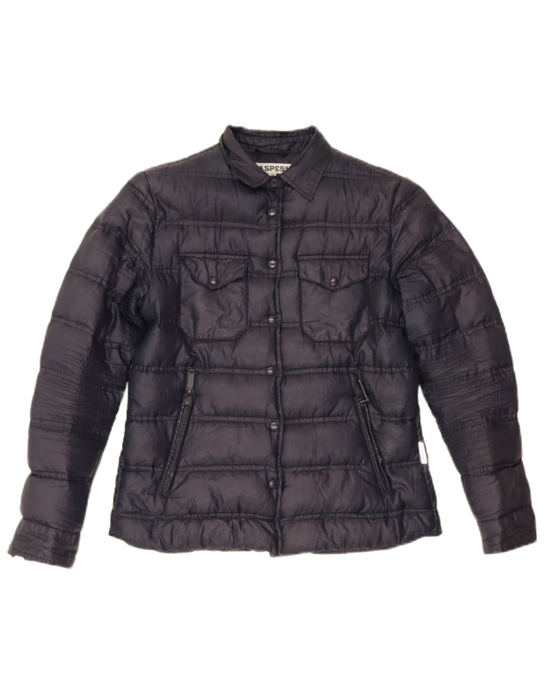 Jaqueta acolchoada feminina Aspesi UK 12 poliéster azul marinho médio