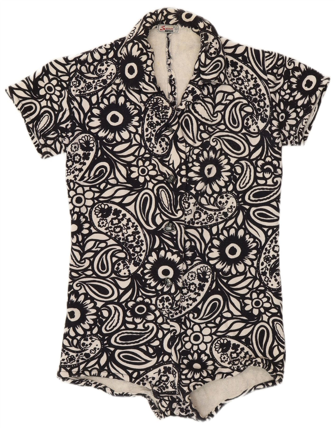 Body feminino vintage IT 44 médio preto Paisley