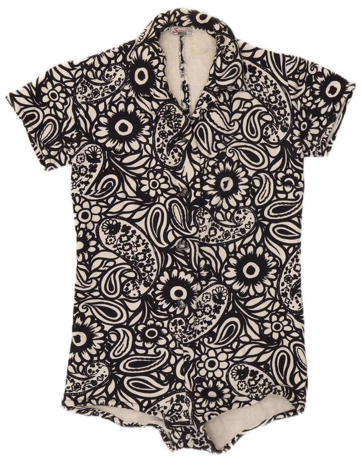 Body feminino vintage IT 44 médio preto Paisley