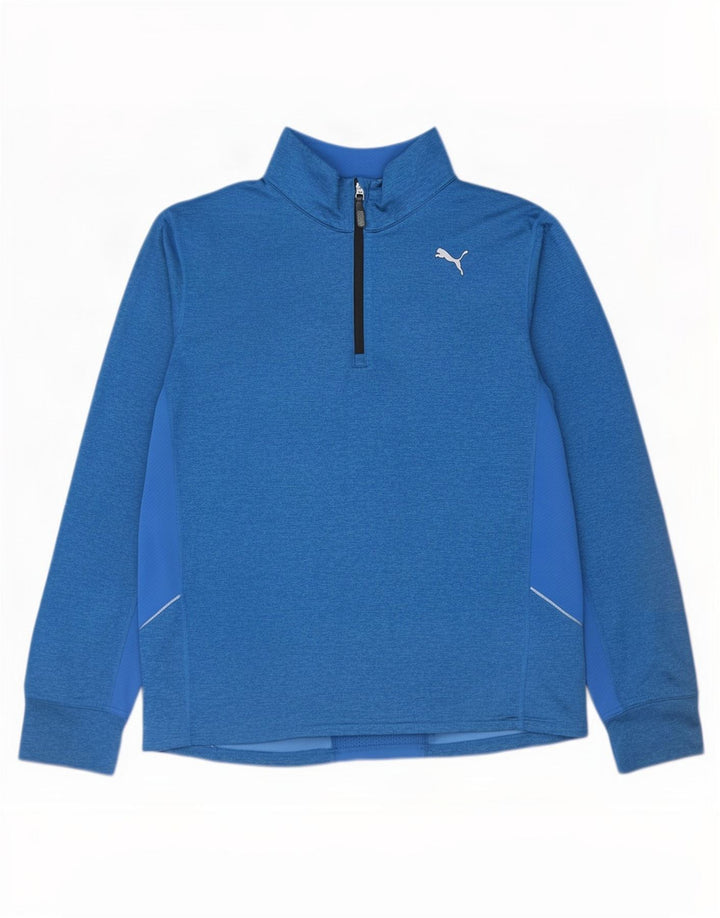 Puma Mens Zip Neck Pulôver Treino Top Grande Bloco Azul