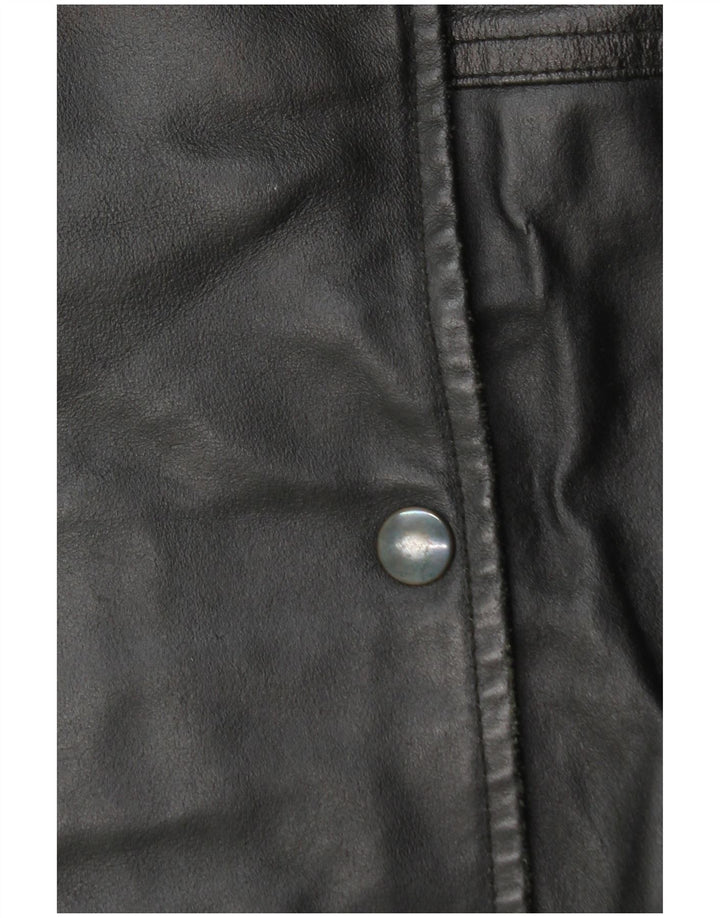 Casaco de couro feminino La Griffe IT 54 3XL couro preto