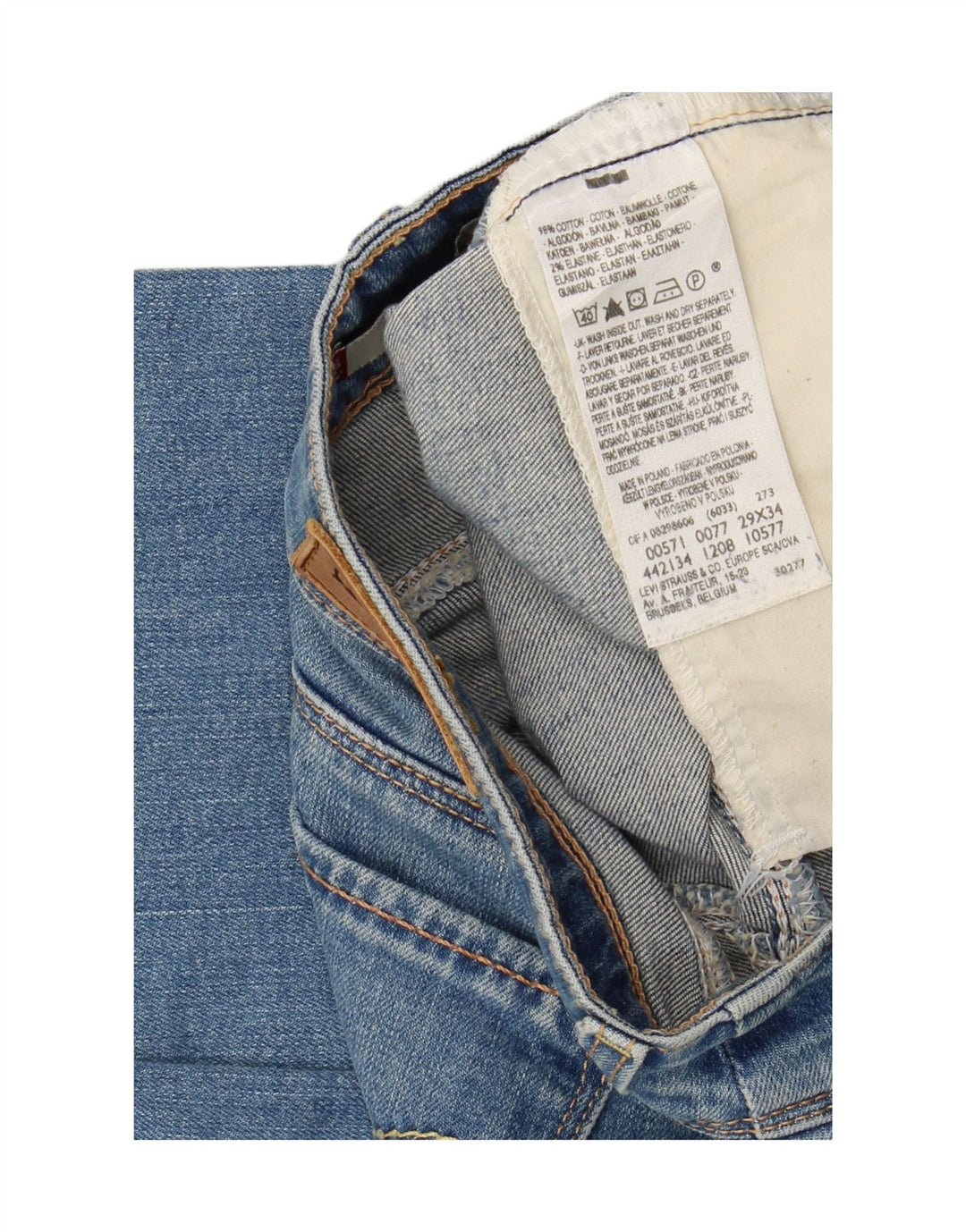 LEVI'S Feminino 571 Slim Jeans W29 L31 Azul Algodão