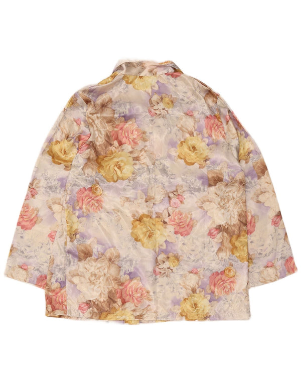 Camisa feminina vintage de manga comprida IT 48 XL multicolorida floral