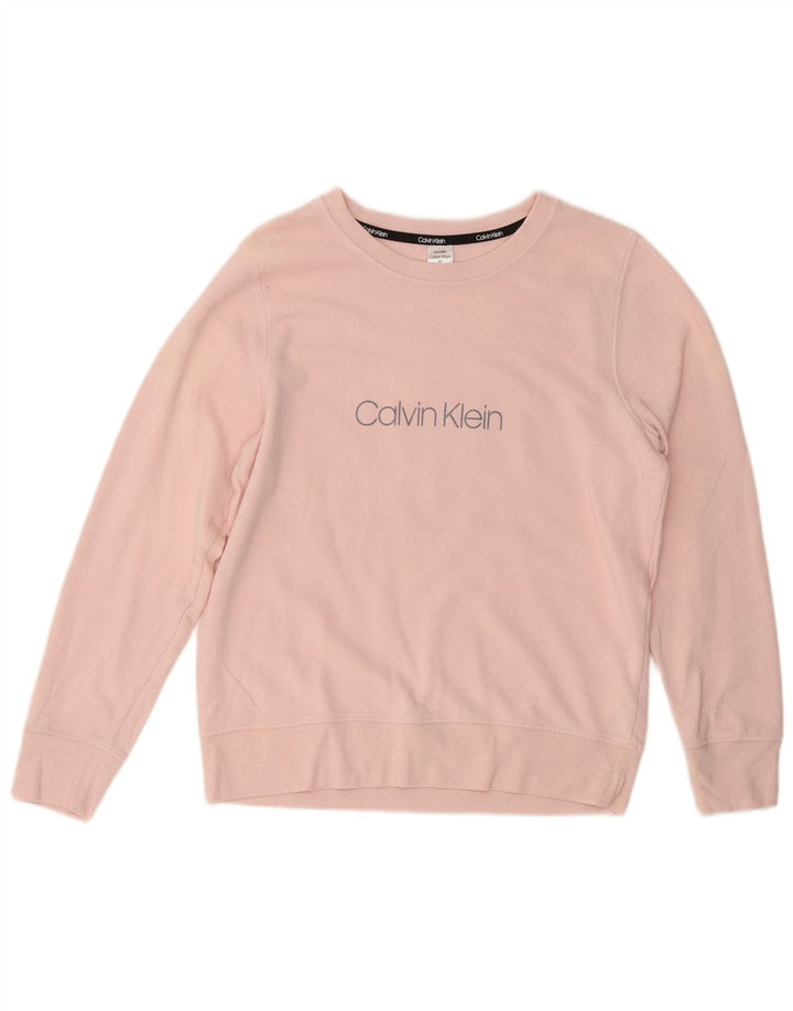 Moletom feminino CALVIN KLEIN com estampa gráfica UK 14 algodão rosa médio