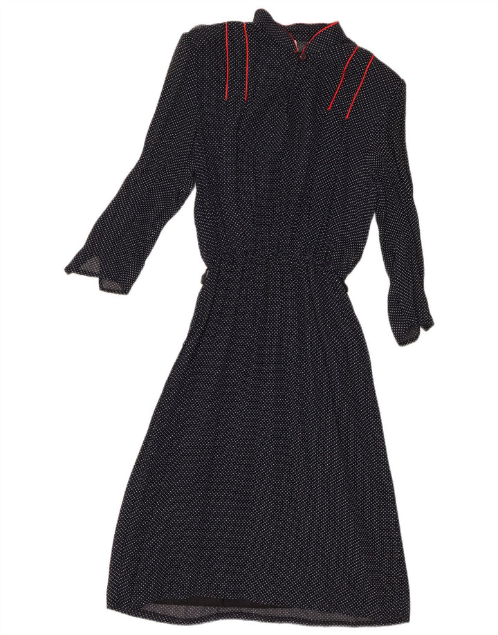 Vestido feminino vintage manga 3/4 linha A IT 44 médio azul marinho manchado