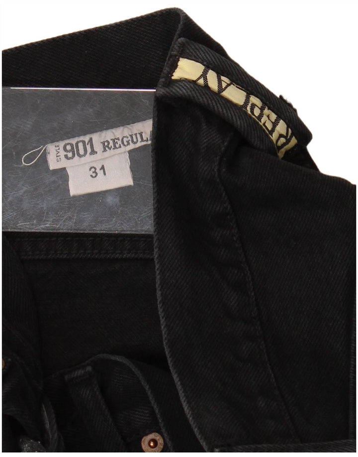 REPLAY Masculino 901 Regular Fit Jeans Reto W31 L32 Algodão Preto
