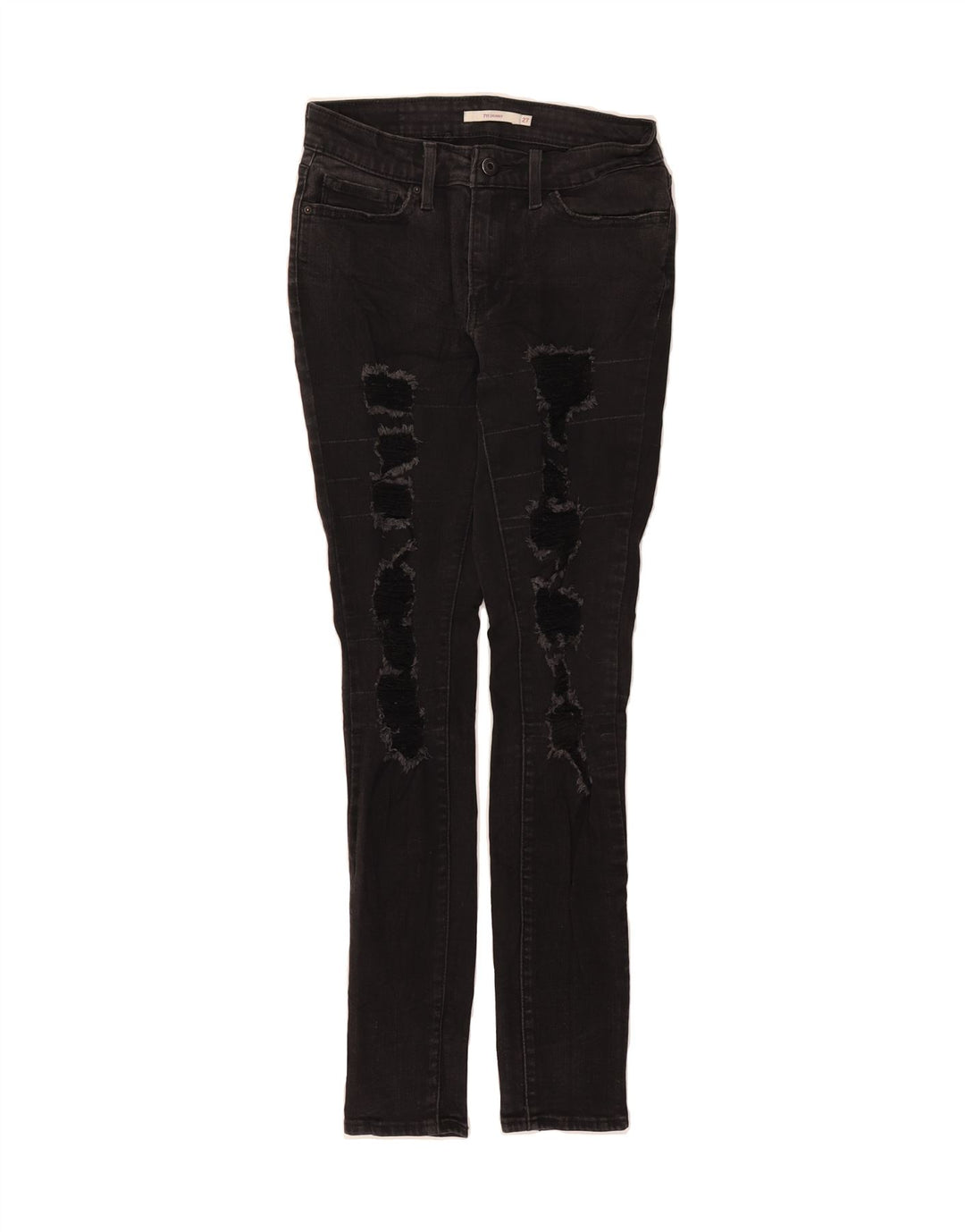 LEVI'S Womens 711 Distressed Skinny Jeans W27 L30 Black Cotton Vintage Levi's and Second-Hand Levi's from Messina Hembry 