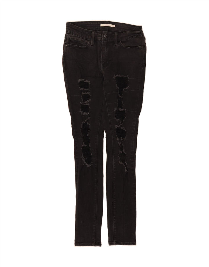 LEVI'S Womens 711 Distressed Skinny Jeans W27 L30 Black Cotton Vintage Levi's and Second-Hand Levi's from Messina Hembry 