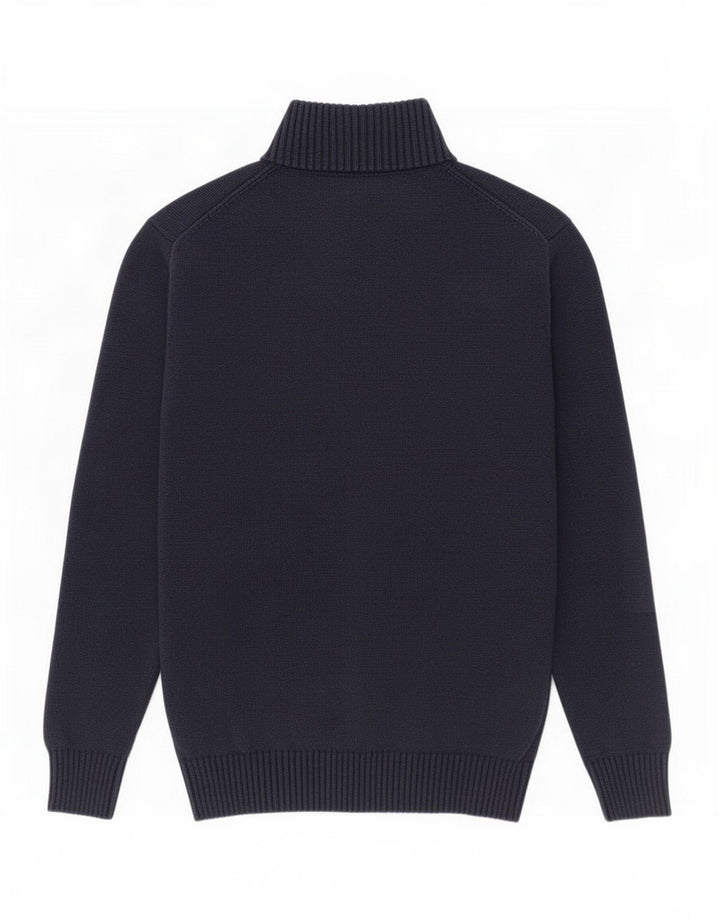 Suéter masculino Gant com zíper e gola alta de algodão azul marinho médio