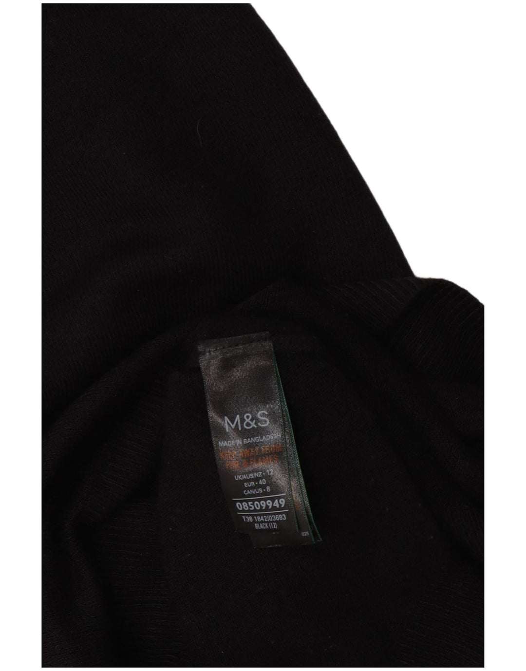 Suéter feminino Marks & Spencer com gola redonda Reino Unido 12 acrílico preto médio