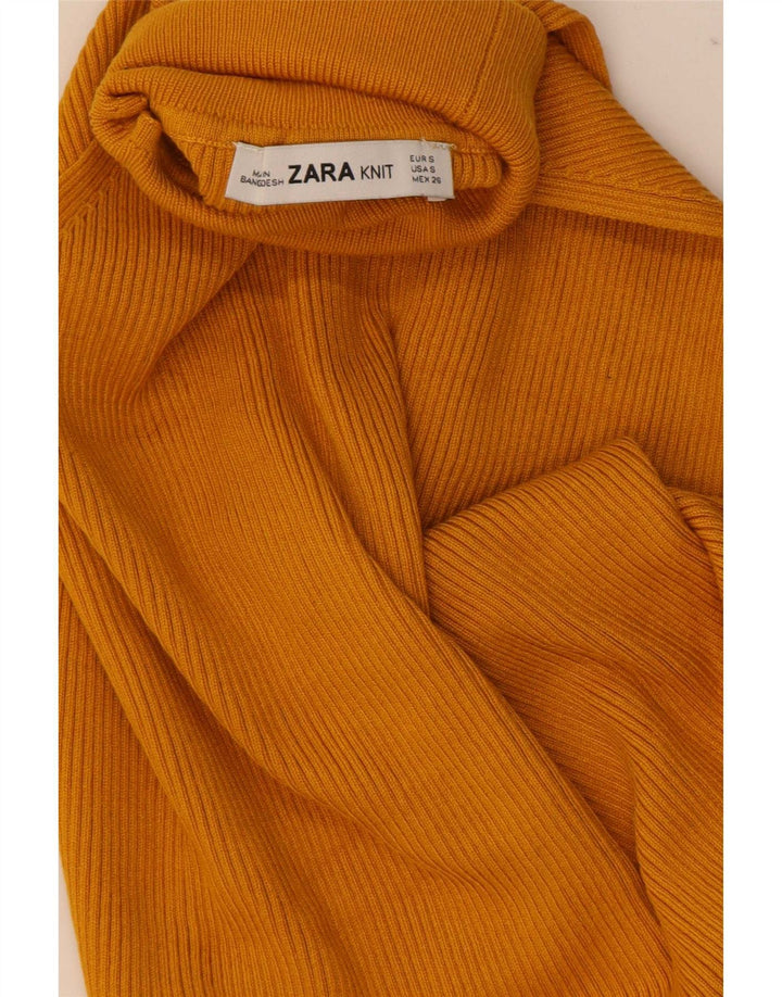 Zara Womens Crop Halter Top UK 8 Pequeno Amarelo