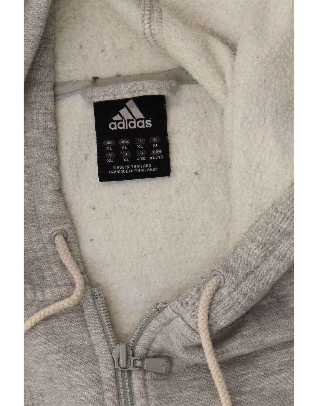 ADIDAS Mens Zip Hoodie Sweater XL Grey Cotton Vintage Adidas and Second-Hand Adidas from Messina Hembry 