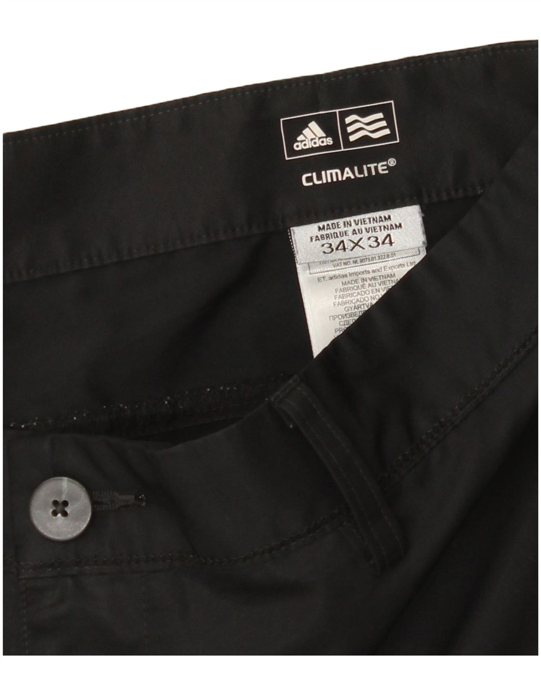 ADIDAS Mens Climalite Straight Chino Calças W34 L34 Poliéster Preto