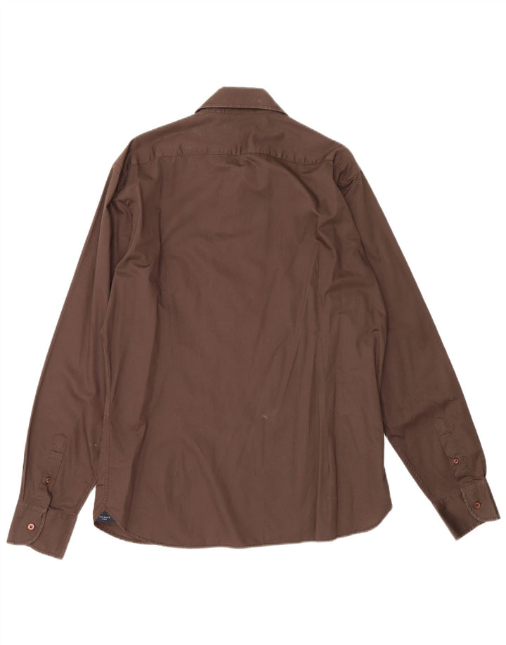 Camisa masculina Ted Baker tamanho 5 grande algodão marrom