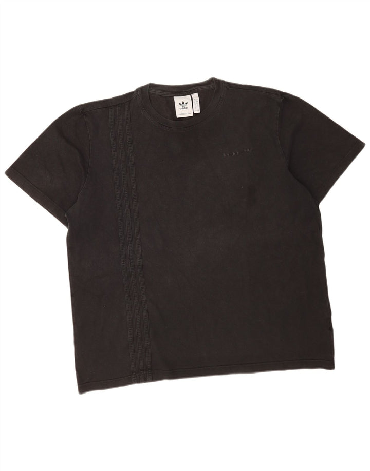Adidas Mens Camiseta Top Grande Algodão Preto