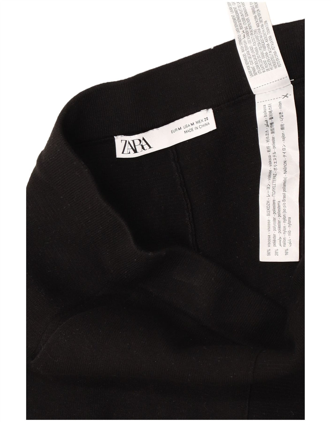 Calça feminina Zara cortada média W28 L24 preta viscose