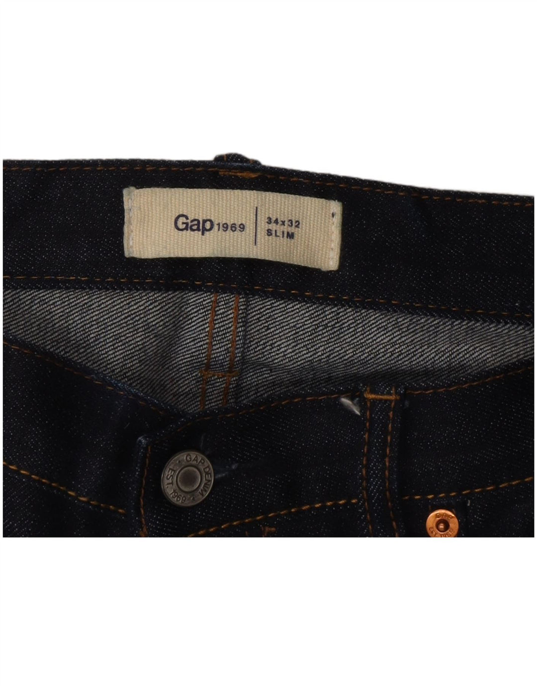 Gap Mens Slim Jeans W34 L32 Azul Marinho Algodão