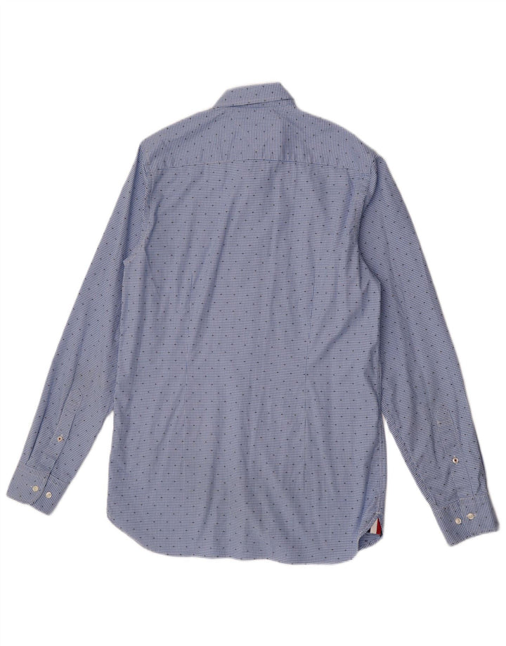 Camisa masculina Tommy Hilfiger Slim Fit médio azul houndstooth algodão