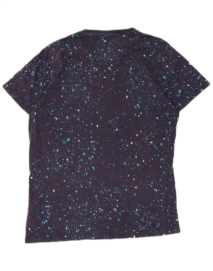 Camiseta masculina Superdry Top grande algodão manchado azul marinho