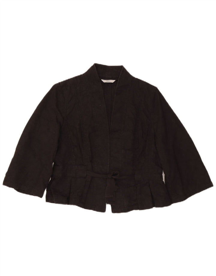Jaqueta Bolero Feminina Marks & Spencer Manga 3/4 com Gravata Frontal Reino Unido 16 Grande Preto