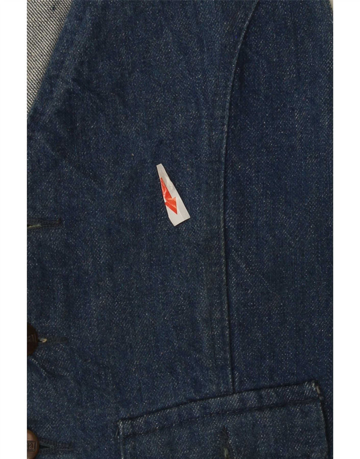 Colete jeans feminino Marshal Reino Unido 14 algodão azul médio