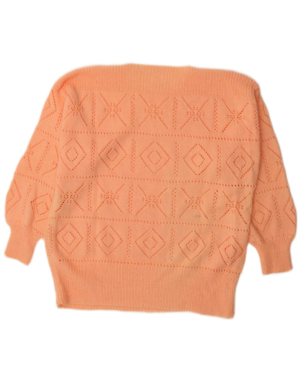 Suéter feminino vintage com gola canoa Reino Unido 16 grande laranja