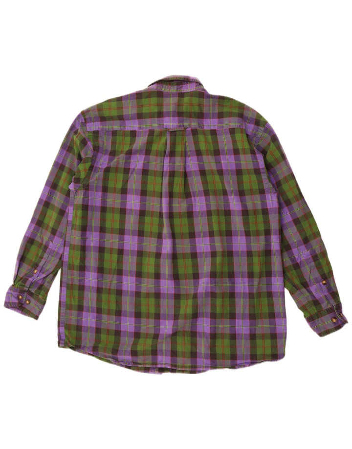 Camisa masculina de flanela Orvis grande algodão xadrez roxo