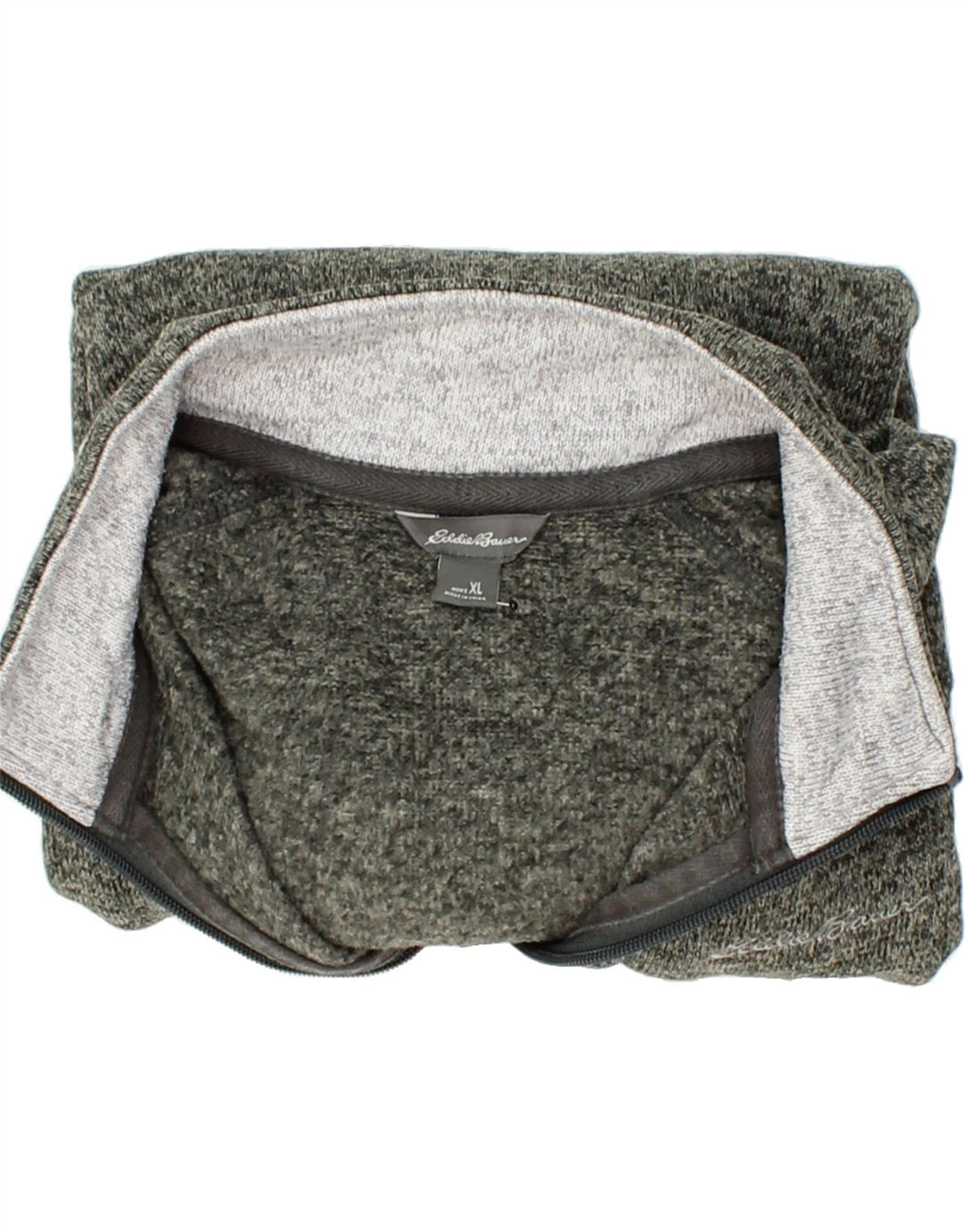 EDDIE BAUER Mens Zip Neck Sweatshirt Jumper XL Grey Polyester Vintage Eddie Bauer and Second-Hand Eddie Bauer from Messina Hembry 