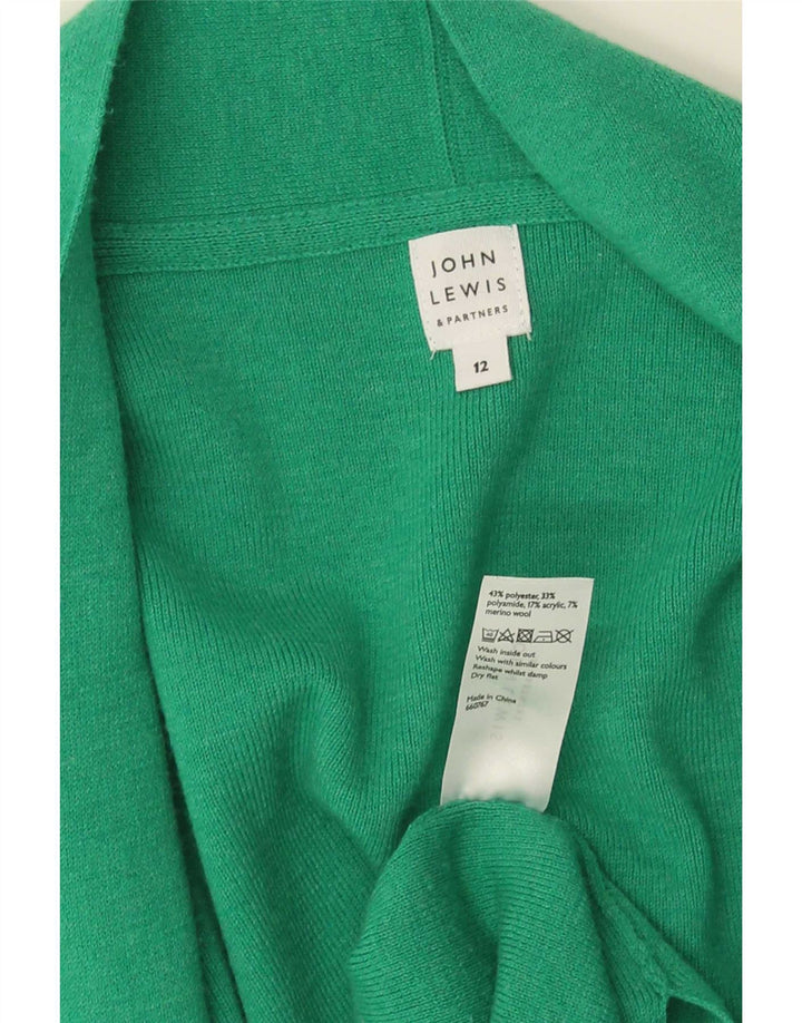 Suéter cardigã aberto John Lewis Longline feminino Reino Unido 12 verde médio