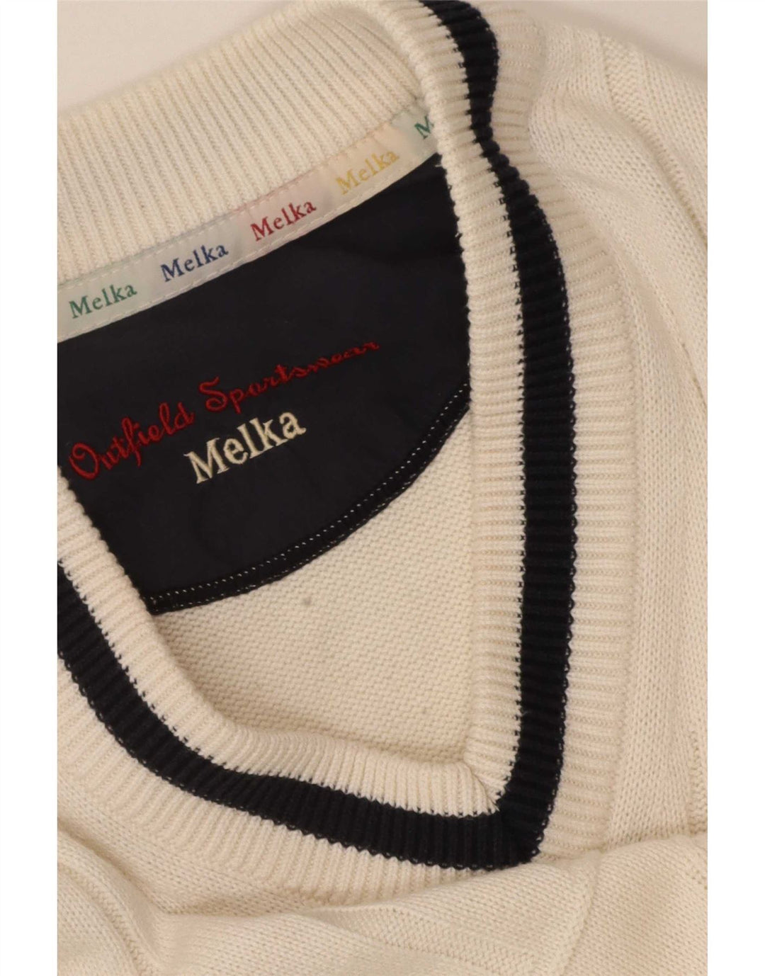 Suéter masculino Melka com decote em V XL bege colorblock