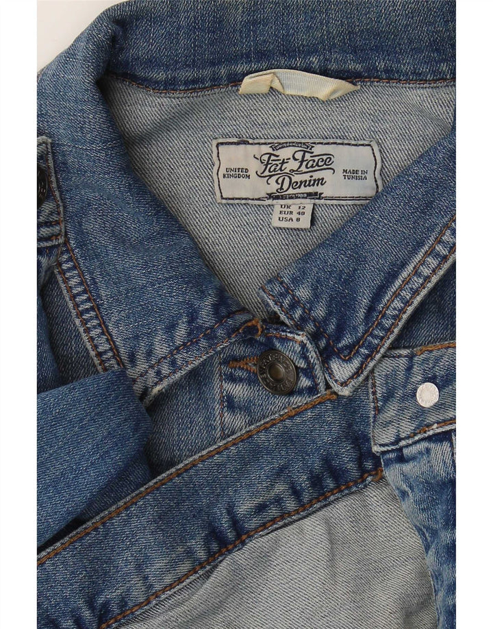 Jaqueta jeans feminina Fat Face UK 12 algodão azul médio