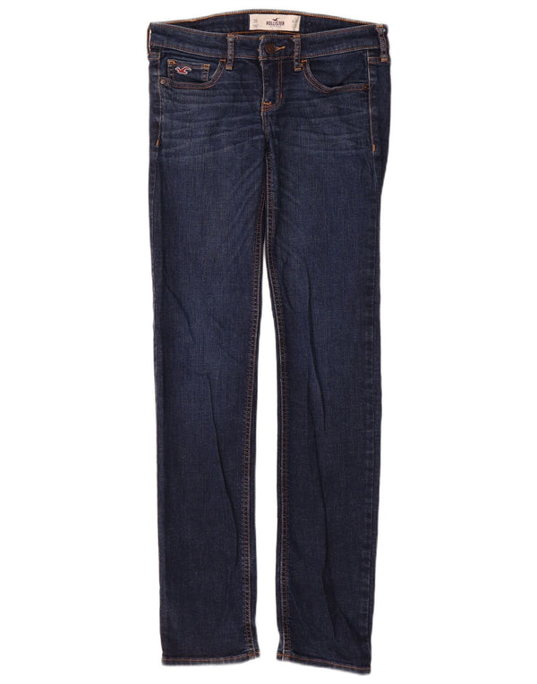 Jeans skinny femininos Hollister US 3 XS W26 L33 azul marinho algodão