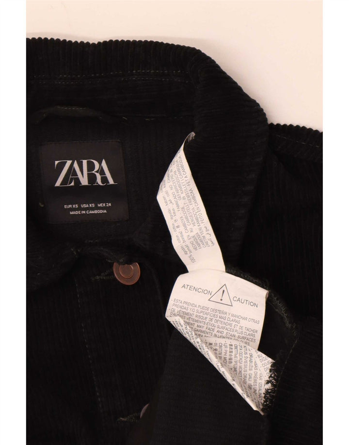Jaqueta feminina de veludo cotelê Zara UK 6 XS preto algodão