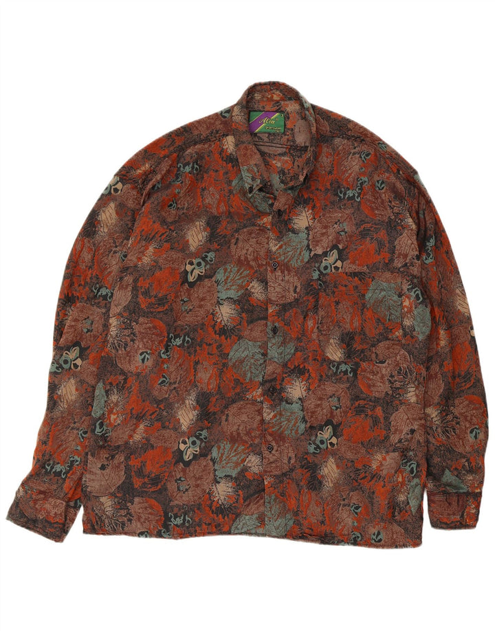 Camisa masculina Alia Abstract Pattern Regular Fit grande marrom