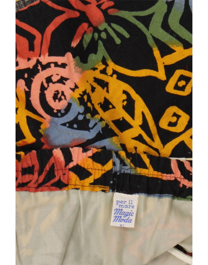 Shorts de natação masculino VINTAGE XL algodão floral preto