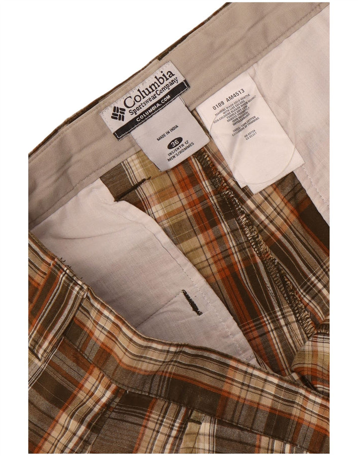 Columbia Mens Chino Shorts W36 Grande Algodão Xadrez Marrom