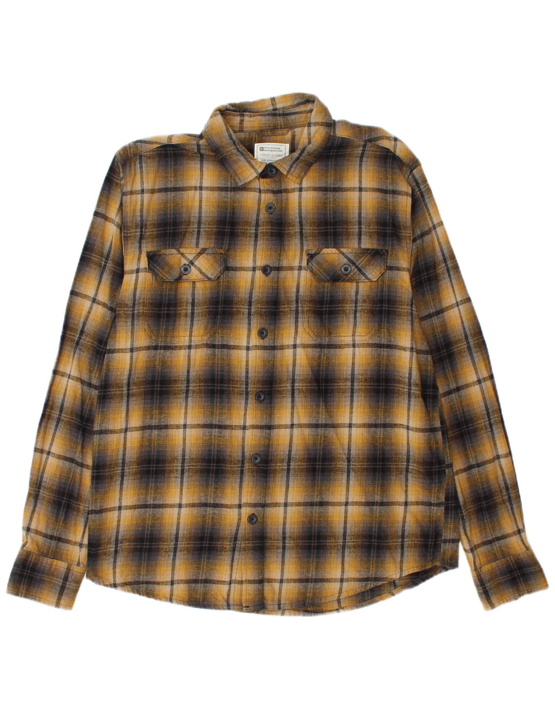 Camisa de flanela masculina Mountain Warehouse grande algodão xadrez amarelo